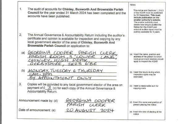 Notice of Conclusion of Audit and Annual Governance & Accountability Return 2023 24